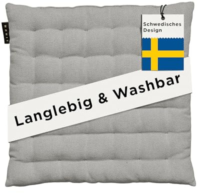 LINUM Pepper Stuhlkissen 40x40 aus 100% Baumwolle, Premium Sitzpolster für Küche, Esszimmer und Outdoor, Komfortables Sitzkissen Stuhl, formstabil, Sitzkissen 40x40 waschbar, Hellgrau