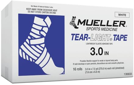 MUELLER Tear-Light Tape, Elastisches Klebeband, 7.5cm x 6,9m, weiss, 1 Rolle