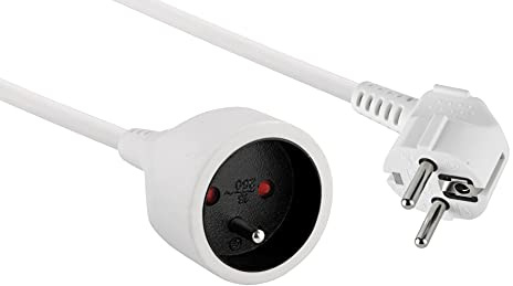 Electraline 10148022J Rallonge Prolongateur électrique 3 m 16A, Mâle à Femelle - section 3G1,5 mm² blanc