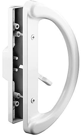 Prime-Line C 1225 Mortise Style Sliding Patio Door Handle Set - Replace Old or Damaged Door Handles Quickly and Easily – White Diecast, Non-Keyed, Fits 3-15/16” Hole Spacing (1 Set)