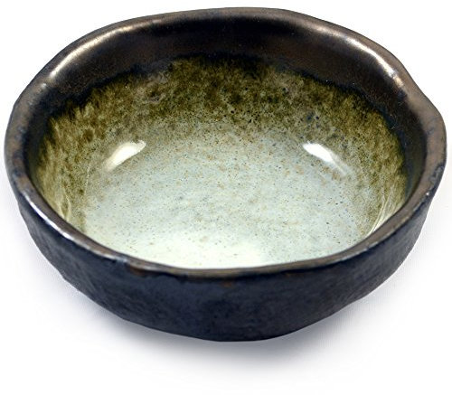 Pequeño Plato De Cerámica Japonesa Para La Soja Y Wasabi, Sushi, Aperitivos Y Entrantes - Amarillento Y Gres Esmaltado Plateado - 8.5cm