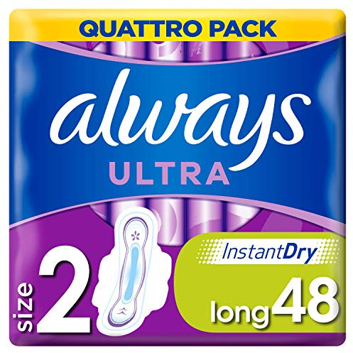 Always Ultra Jour Serviettes Menstruelles Long (taille 2) Avec Ailettes 48 Serviettes, Super Absorbantes Et Ultra-Fines, Pour Règles