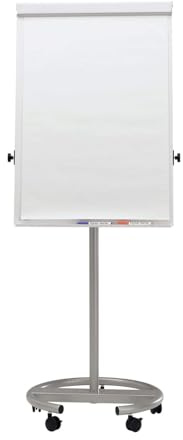 Maul Flipchart Office Mobil I Rollbar I Rundfot I Höjdjusterbar I Snabbväxling Blockhållare I 6375095, 1 St, Silver