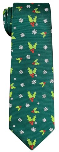 Retreez Christmas Holly Leaves And Berry - Corbata tejida para niño (8 – 10 años), Verde, 8-10 años