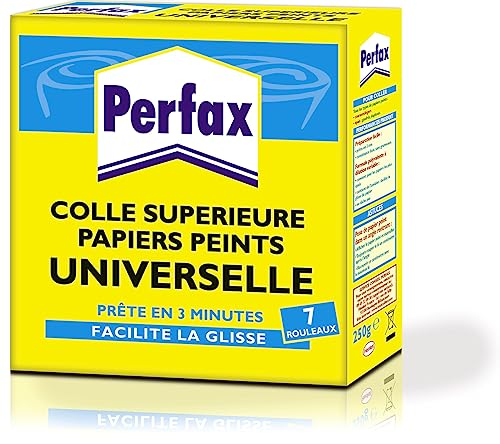 PERFAX Colle Papiers Peints Universelle , colle à diluer pour papiers peints courants, légers ou épais - Paquet 250g pour 5 à 7 rouleaux