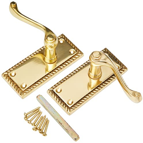 Frelan JG2 Georgian Brass Lever Latch Door Handles 112 x 48mm