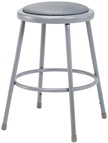 National Public Seating 6424-CN Steel Stool with 24 Vinyl Upholstered Seat, Grey (Pack of 4)