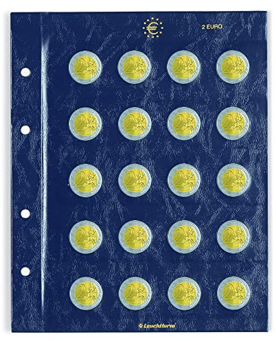 Leuchtturm 312494 Vista Ergänzungsblätter Blanko, 2er Pack - für Vista Classic Euroalbum für 2-Euro-Münzen - 20 Stück Pro Münzblatt