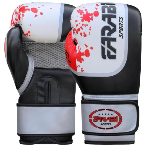 Farabi Boxing Gloves Sparring Punching Bag Training Bag Mitt Gel (White, 16-oz)