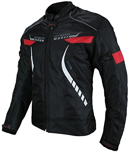 HEYBERRY Damen Motorradjacke Textil Schwarz Rot Gr. XL / 42