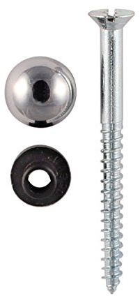 Merriway® BH02144 Mirror Screws with Chromed Dome Caps and Washers, 50mm (2) Total Length - Pack of 4