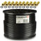 Premium X 100m Deluxe PRO Koaxialkabel Schwarz 135dB 5-Fach geschirmt reines Kupfer SAT Antennenkabel 10x F-Stecker
