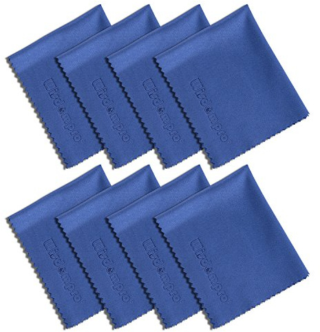 Wisdompro 8-Pack (6 x 7 inch) Microfiber Cleaning Cloth For Camera Lens, Glass, Lenses, Phone, Tablet, Laptop, LCD TV/Computer Screen/Monitor and other Delicate Surface - Blue