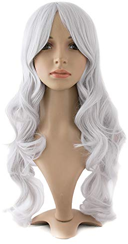 MapofBeauty 60cm/ 24 Pollice Lungo Ricci Donna Ricci Parrucche (Argento Grigio)