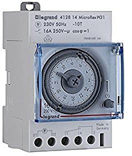 LEGRAND, Zeitschaltuhr MicroRex W31, mechanisch mit 7-Tages-Programm (Reiheneinbau-Zeitschaltuhr für Hutschiene, 3-modulig), 412814