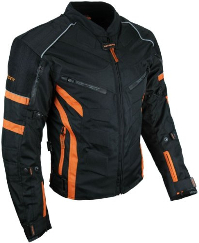 HEYBERRY Kurze Textil Motorrad Jacke Motorradjacke Schwarz Orange Gr. XL