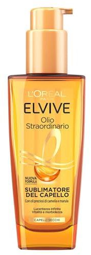 L'Oréal Elvive Trattamento, Per Capelli Normali o Secchi, Protegge da Aggressioni e Nutre la Fibra, Per Capelli Morbidi e Leggeri, Con Oli Preziosi di Marula e Camelia, Olio Straordinario, 100 ml