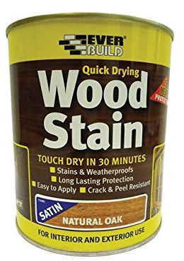 Everbuild Woodstain Satin | Quick Drying, Professional Wood Satin for Architectural Tibmer, Cladding and Garden Furniture - 750ml - Natural Oak