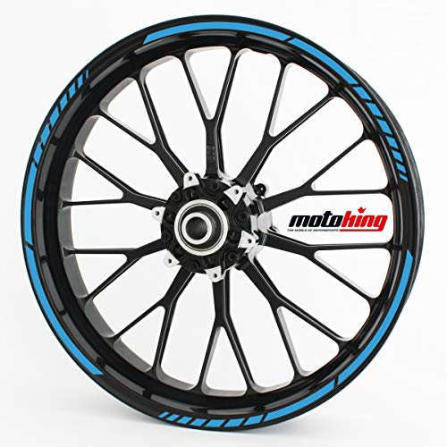 Felgenrandaufkleber GP im GP-Design passend für 17 Zoll und 16 18 19 Felgen für Motorrad, Auto & mehr - Hellblau