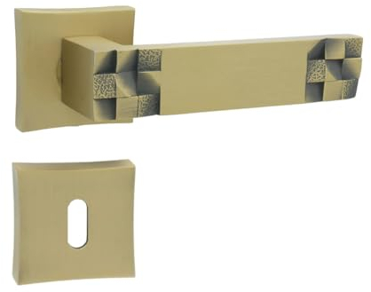 domino Türgriff Drückergarnitur BB-Buntbart Set Vierkant-Rosette Türklinke für Zimmertür, Bürotür, Kellertür & Innentür Türbeschläge aus Znal Bronze Türdrückergarnitur TORO-QR M3 MAT