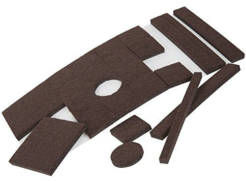 SOFTTOUCH Self Stick Pre Cut Felt Pads and Strips for Hard Surfaces, Brown (48 Pack)