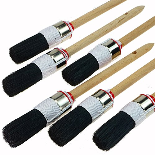 Juego de pinceles profesionales Rotix-93812, 6 unidades, 25 mm de diámetro, 4 tamaños, redondos, cerdas de color negro