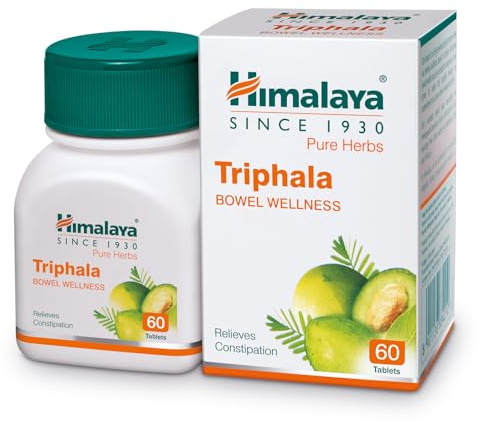 Triphala Tablets for Colon Cleanse and Constipation Relief - Natural Fruit Fiber Supplement - 500mg 60 Vegetarian Capsules By Himalaya (Since 1930)