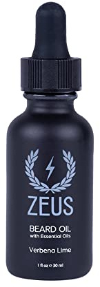 ZEUS Natural Beard Oil, Premium Conditioning Beard Oil to Soften Beard & Mustache – MADE IN USA (Verbena Lime) 1 oz.