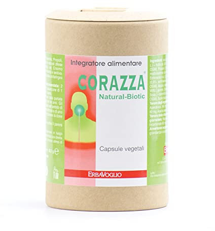 Erbavoglio Corazza Natural Biotic con Erisimo e Echinacea Capsule - 60 capsule - Integratore alimentare convenzionale - Supporta le difese immunitarie e le vie respiratorie.
