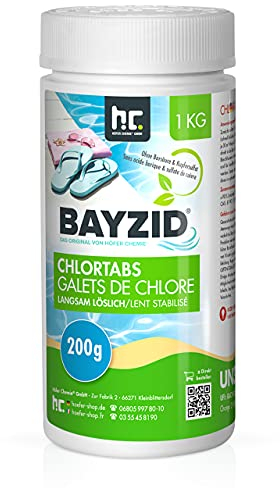 Höfer Chemie 1 kg 200g Galets de Chlore Lent pour Piscine - chloration permanente de la Piscine - HAUTEMENT Efficace Contre Les bactéries