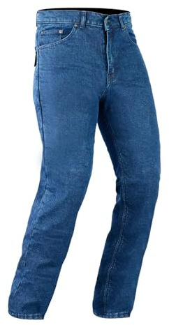 Bikers Gear Australia Classic Cut Kevlar fodrade skyddande motorcykelbyxor Kevlar jeans med avtagbar CE1621-1 rustning, blå, storlek 36S