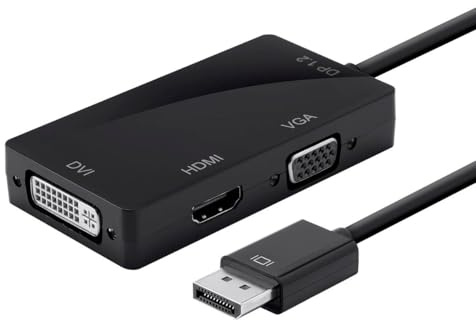 Monoprice DisplayPort 1.2a to 4K HDMI, Dual Link DVI, and VGA - Passive Adapter, Up to 4K Resolutions, Black