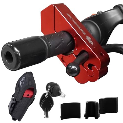 BigPantha #1 Motorbike Lock - A Grip/Throttle/Brake/Handlebar Lock to Secure Your Bike, Scooter, Moped or ATV in Under 5 Seconds! (Red).