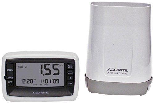 AcuRite Wireless Self-Emptying Digital Rain Gauge (00899), Multicolor