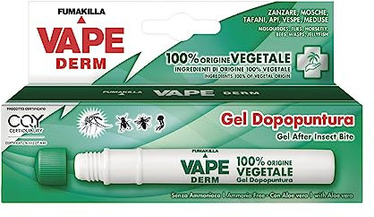 Vape Derm, Penna Gel Dopopuntura Zanzare, Formulazione con Ingredienti 100% Di Origine Vegetale e Proprietà Lenitive e Rinfrescanti, Verificata e Certificata da Certiquality, Dona Sollievo, 10 ml