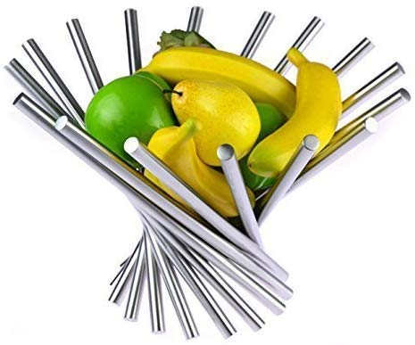 OrderlyGo Creative Bol à fruits rotatif en acier inoxydable avec éplucheur d'orange gratuit Argenté