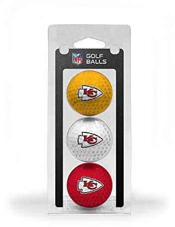 Team Golf NFL Kansas City Chiefs 3 Golf Ball Pack Regulation Size Golf Balls, 3 Pack, Full Color Durable Team Imprint