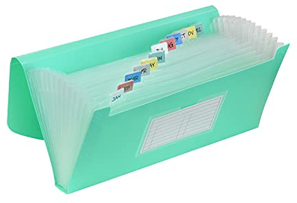 C-Line 13-Pocket Poly Expanding File, 10 x 5 Inches, Junior Size for Receipts and Checks, Includes Tabs, 1 File, Color May Vary (58710)