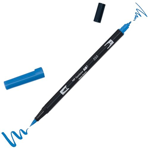 Tombow ABT-535 fiberpenna dubbla borstar penna med två spetsar, koboltblå