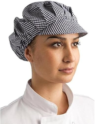 Whites Chefs Clothing B257 Poly-Cotton Peaked Hat, Blue and White Check, One Size