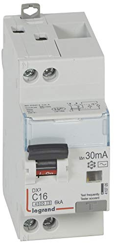 410705 Legrand Disjoncteur différentiel 16A type AC 30mA - courbe C - DX³4500 1P+N