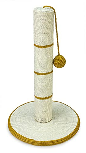ARQUIVET Griffoir pour les chats post avec balle - Stratches de chat - Affûter les chats - blanc et or - 30 x 30 x 46 cm - jouets
