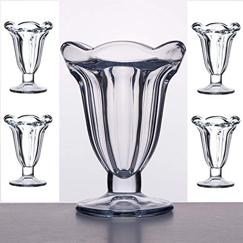 Chefcaptain Set Of 4 Tulip Parfait Glasses, 7 Oz Glass Ice Cream Sundae Dishes, Elegant Dessert Cups