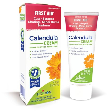 Boiron Calendula Cream for First Aid, Minor Burns, Cuts, Scrapes, Insect Bits and Sunburn - 2.5 oz