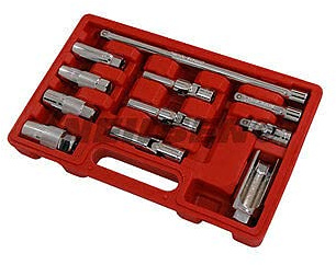 Neilsen 11pc 3/8 Drive Socket Set for Spark Plug (14, 16, 16(thin wall)), Glow (8, 10, 12mm)