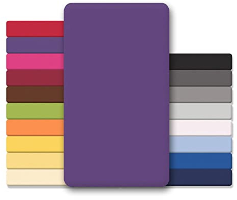 CelinaTex Jersey Topper Spannbettlaken Lucina 90x200-100x200cm lila 100% Baumwolle gekämmt bis 12cm Matratzenhöhe Spannbettbezug, Leintuch, Bettlaken, elastisch, Strech, Oeko-Tex