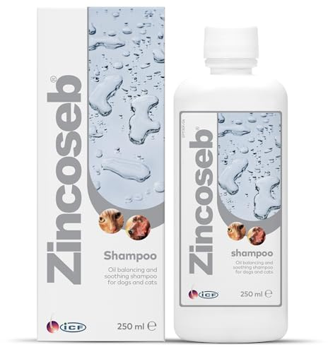 Zincoseb Shampooing | Shampoing Sébo-Régulateur et Hydratant pour Chien et Chat | Poil Sec, Terne ou Gras, Pellicules, Mauvaises Odeurs | Idéal pour la Peau Sensible du Chiot et Chaton | 250 ML