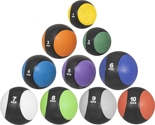 Gorilla Sports® Medecine Ball - Individuel/Ensemble 1kg, 2kg, 3kg, 4kg, 5kg, 6kg, 7kg, 8kg, 9kg, 10kg Poids, Antidérapante - Slam Ball, Balles de Poids, Musculation, pour Fitness, Gym, Entraînement