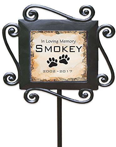GiftsForYouNow Personalized Pet Memorial Garden Stake, in Loving Memory, 28” by 8.5”, Pet Grave Markers, Dog Memorial Gift, Wrought Iron Stake, Memorial Plaque
