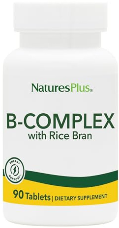 NaturesPlus B-Complex with Rice Bran - 90 Tablets - Vegetarian, Gluten Free - 90 Servings